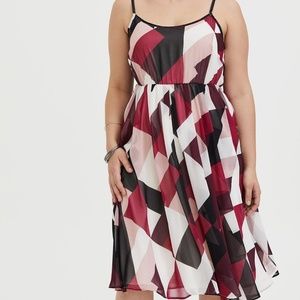 Torrid Size 3 Midi Chiffon Pleated Dress - Geometric